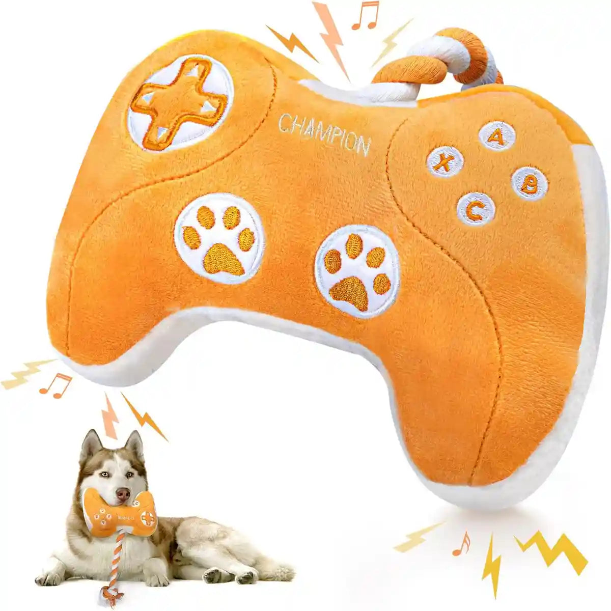 Interactive Dog Plush Toy with Rope and Squeakers