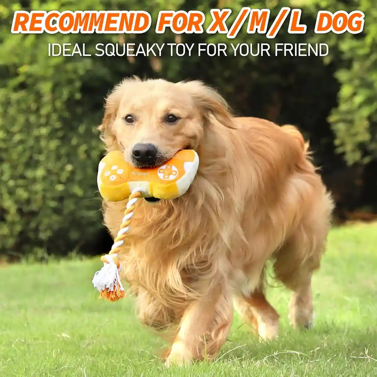 Interactive Dog Plush Toy with Rope and Squeakers