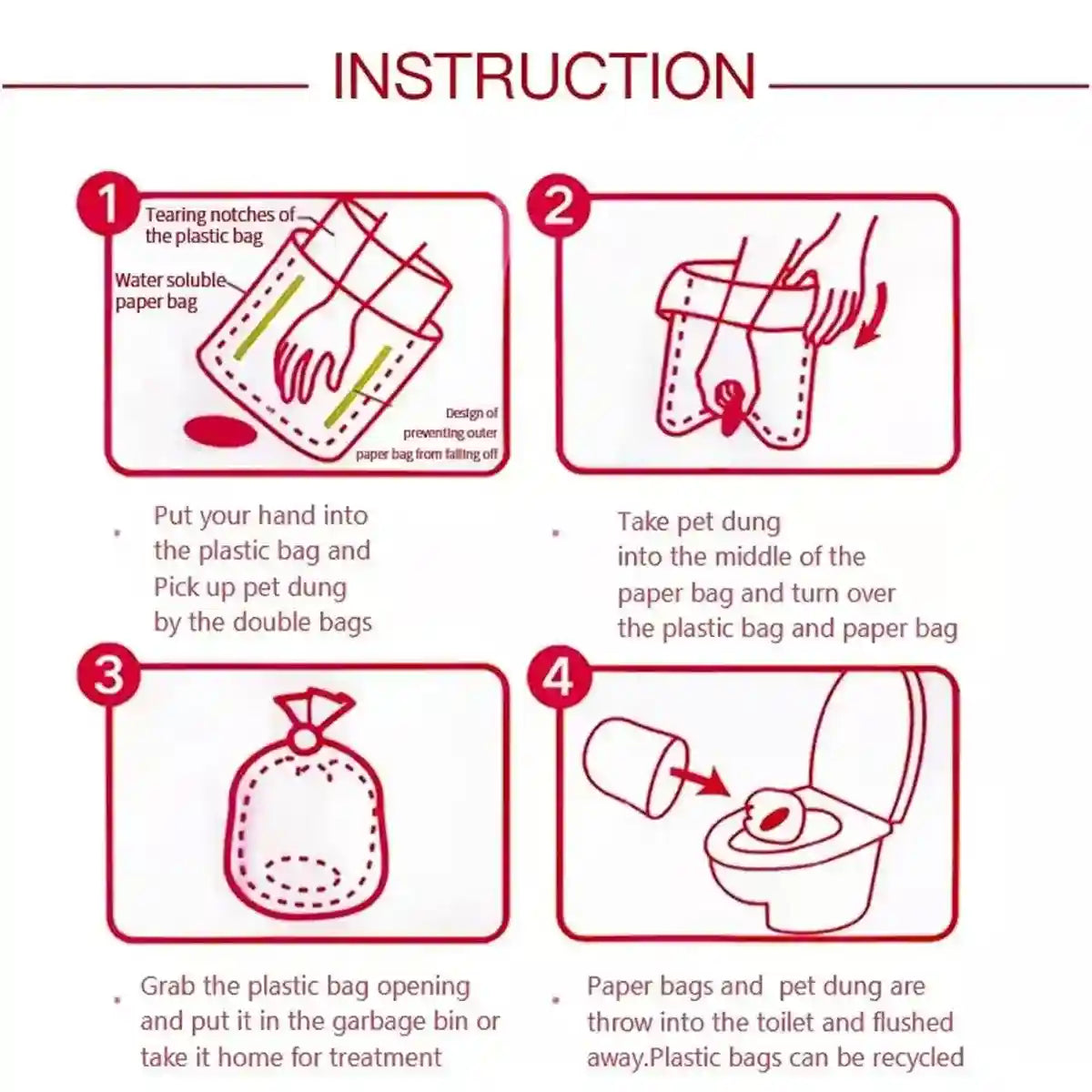 100pcs Eco-Friendly Dog Poop Bags Leak-Proof & Flushable Pet Waste Bags