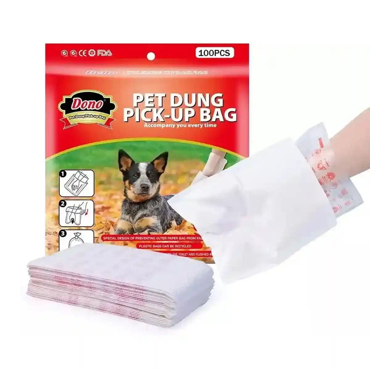 100pcs Eco-Friendly Dog Poop Bags Leak-Proof & Flushable Pet Waste Bags