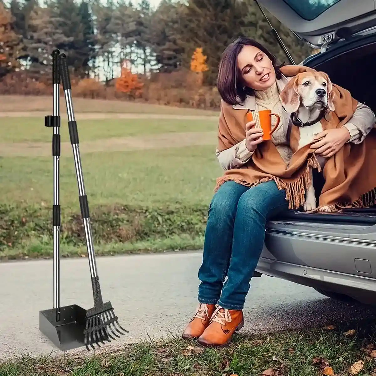 Long Handle Pet Waste Scooper Set for Dogs and Cats