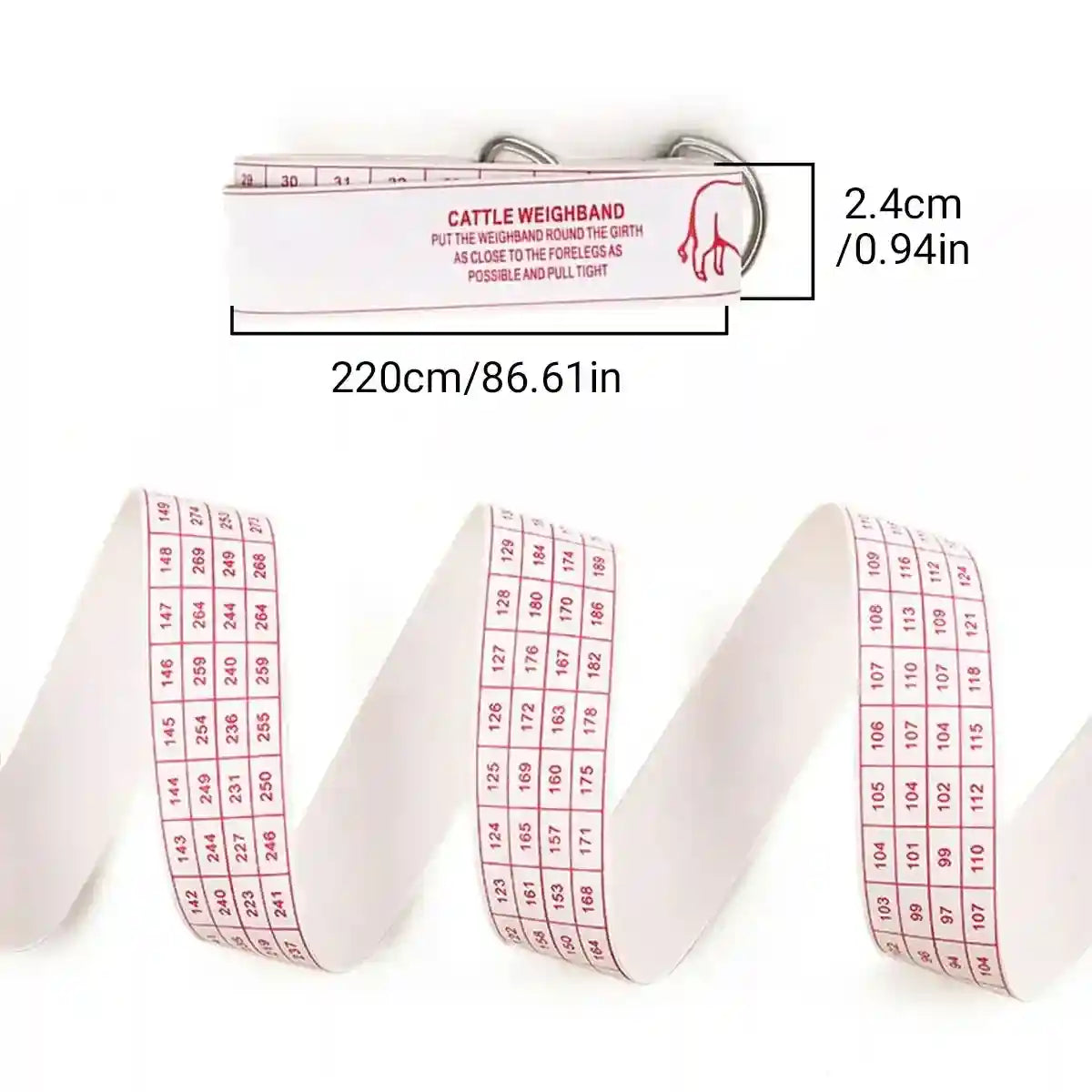 Cattle Weighing Tape for Livestock Dual-Sided Weight Estimator Belt