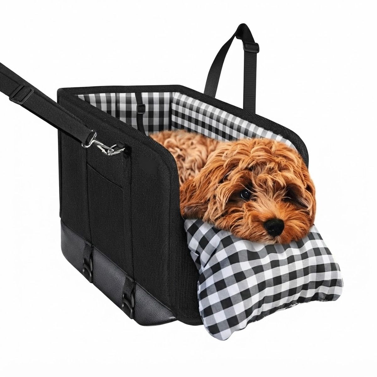 Black Foldable Dog Car Seat with Cushion