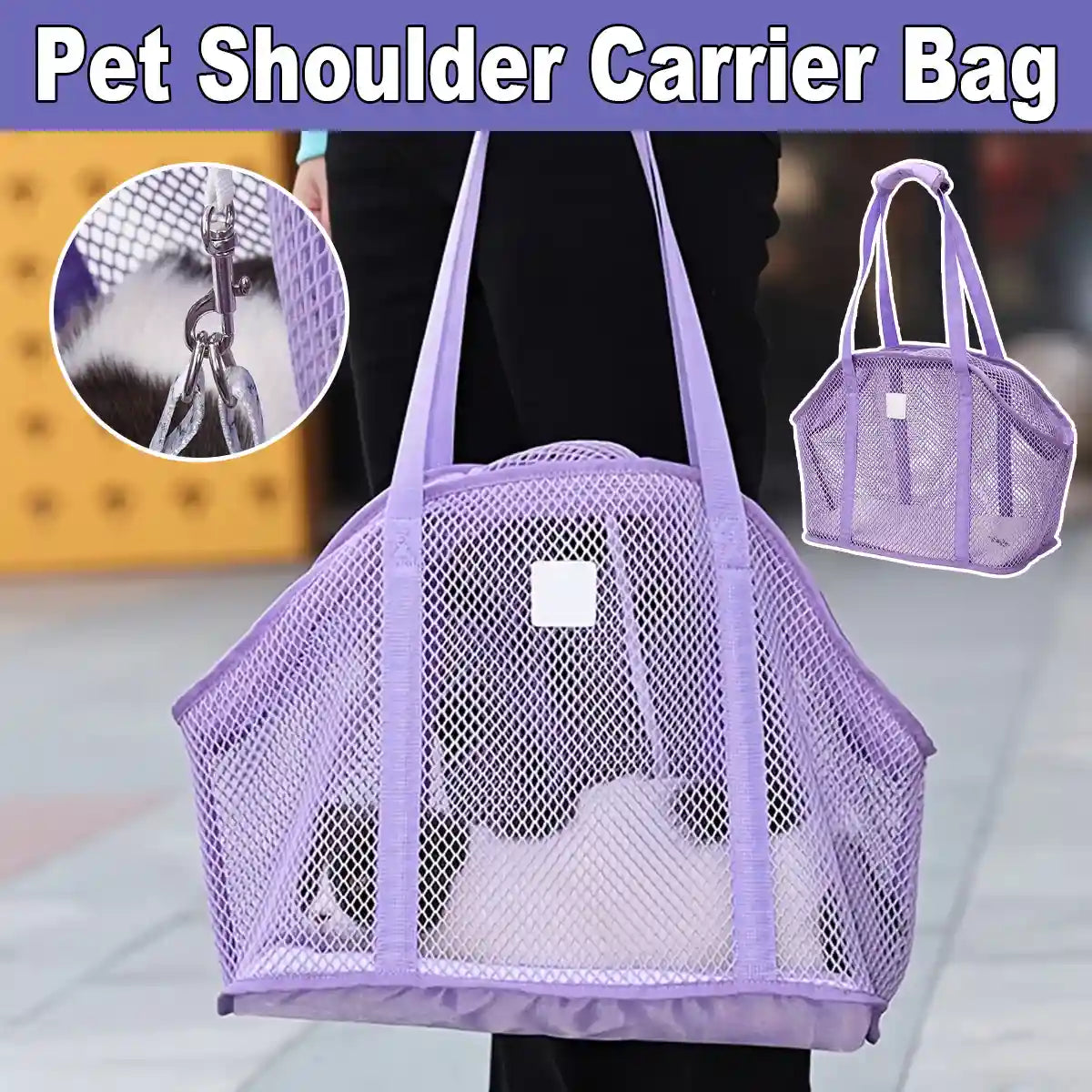Portable Pet Shoulder Carrier Bag with Breathable Mesh