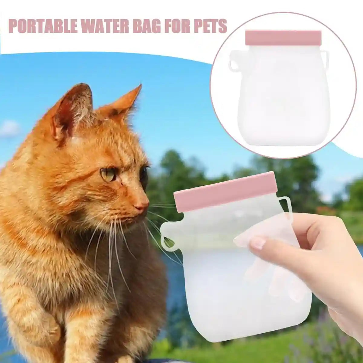 Portable Pet Water Bag 320ml Silicone Travel Bottle for Dogs & Cats