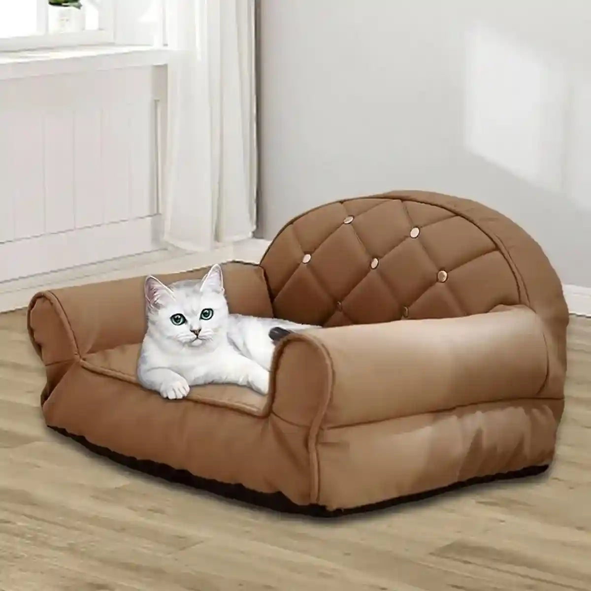 Luxury Leather Pet Sofa Bed Waterproof & Easy-Clean Design