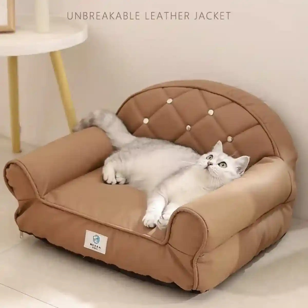 Luxury Leather Pet Sofa Bed Waterproof & Easy-Clean Design