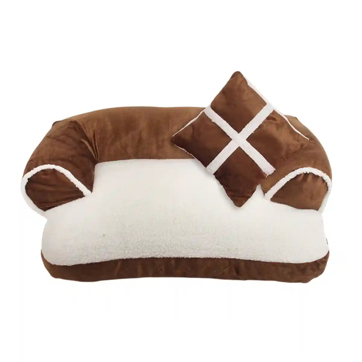 Soft Plush Pet Sofa Bed with Pillow for Cats and Small Dogs