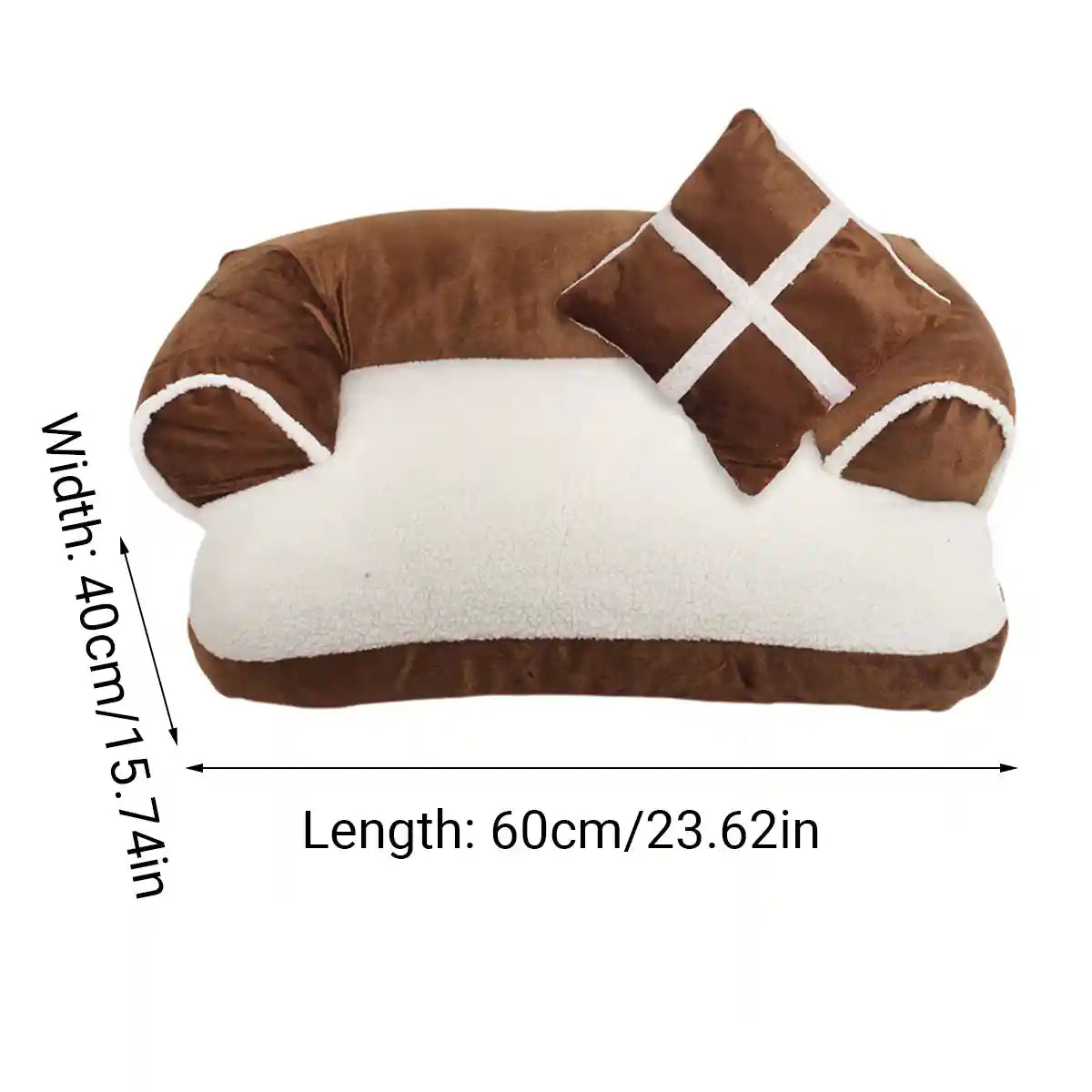 Soft Plush Pet Sofa Bed with Pillow for Cats and Small Dogs