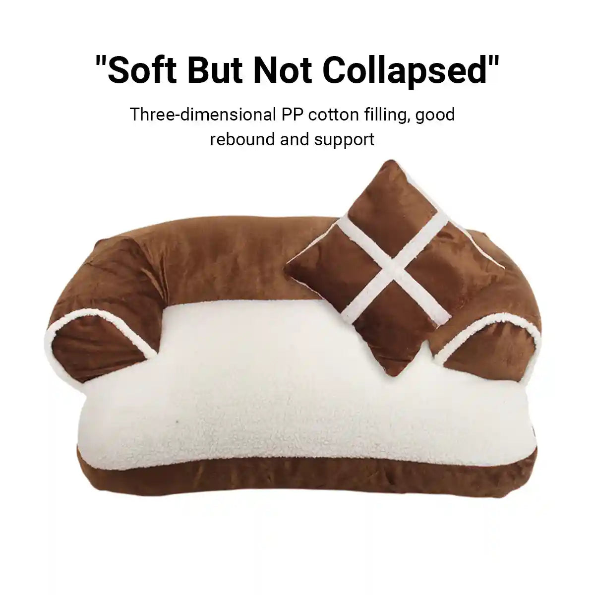 Soft Plush Pet Sofa Bed with Pillow for Cats and Small Dogs