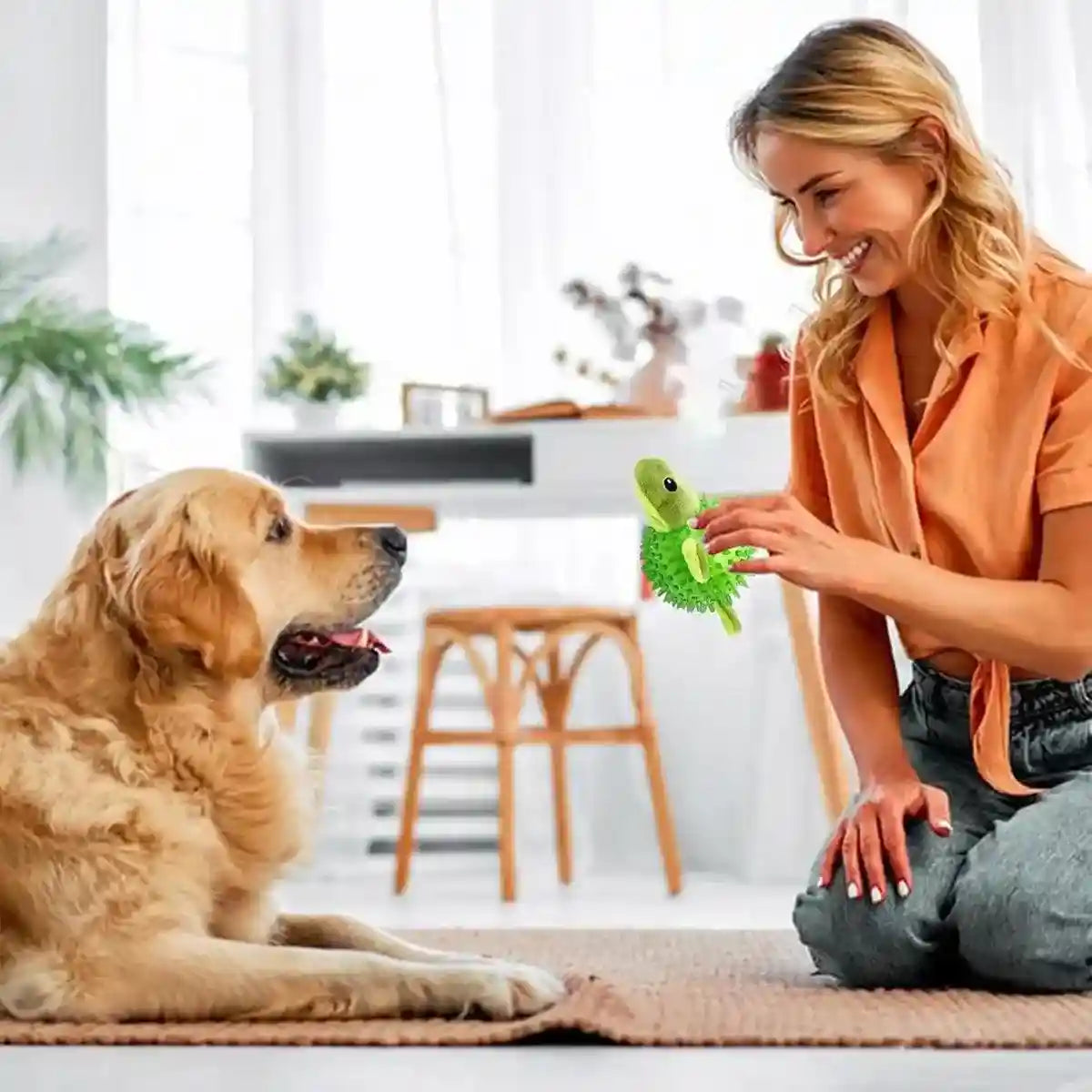 Durable Squeaky Dog Toy Fun Hedgehog & Turtle Chew Toy for Small to Medium Dogs