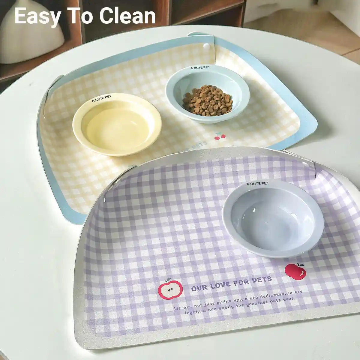 Waterproof Pet Feeding Mat for Cats and Dogs Non-Slip PU Leather Placemat