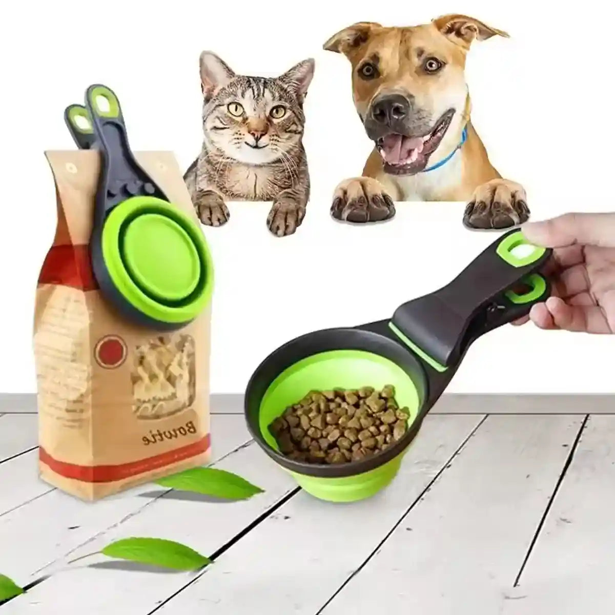 Folding Silicone Pet Bowl Collapsible Dog Food Scoop Travel Clip