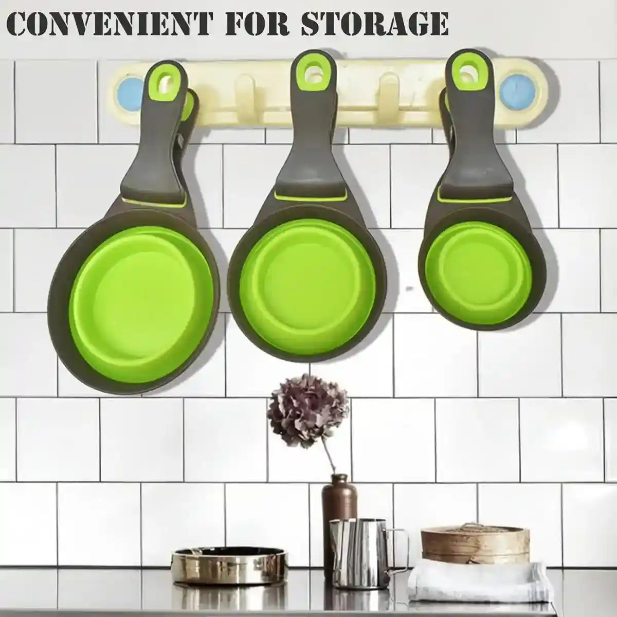 Folding Silicone Pet Bowl Collapsible Dog Food Scoop Travel Clip