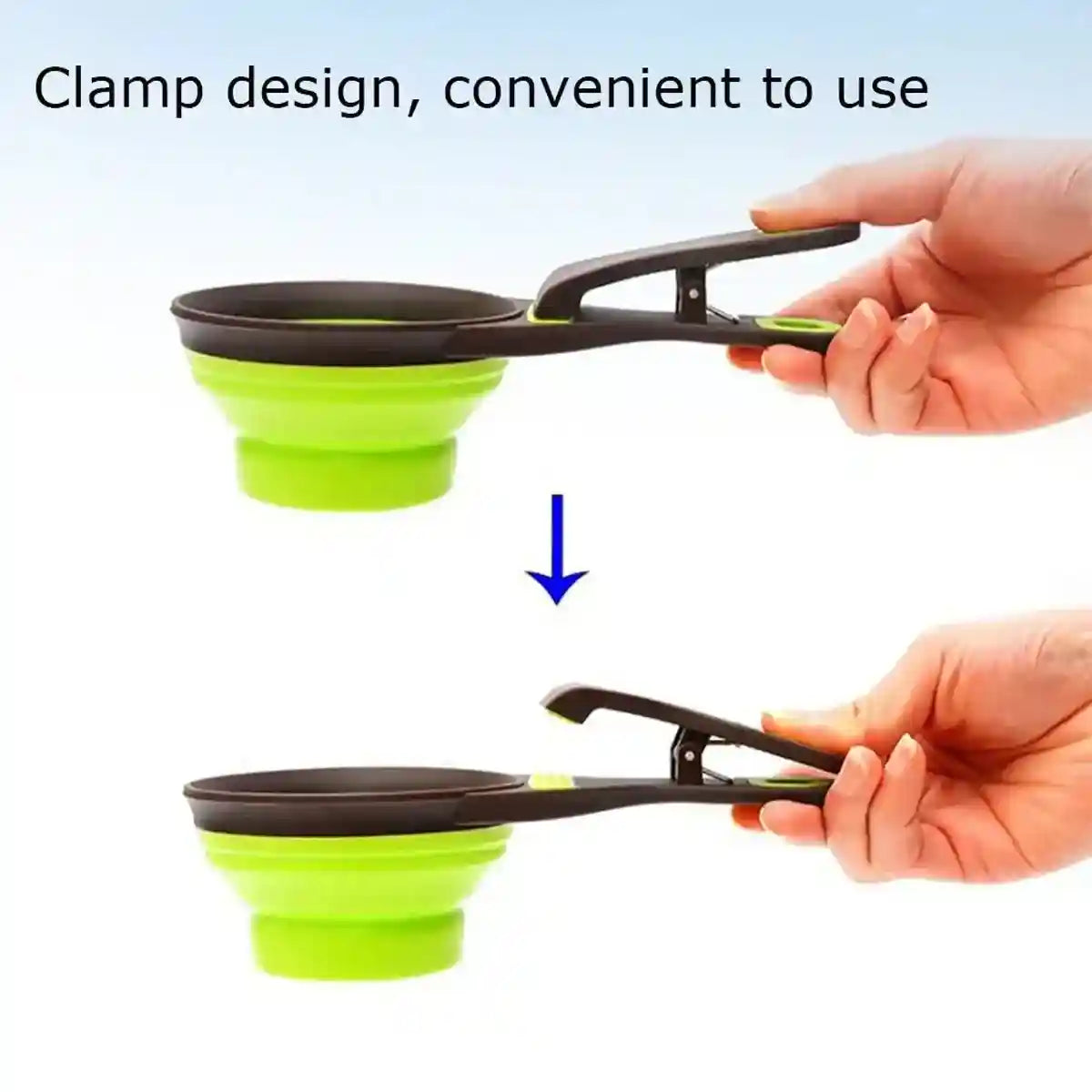 Folding Silicone Pet Bowl Collapsible Dog Food Scoop Travel Clip