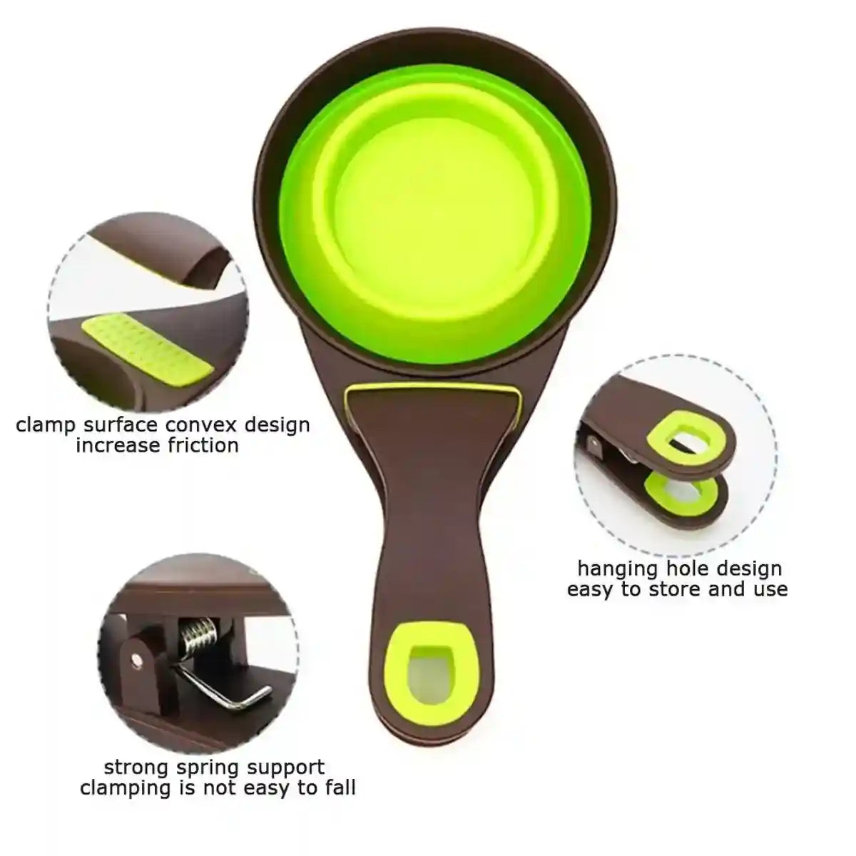 Folding Silicone Pet Bowl Collapsible Dog Food Scoop Travel Clip