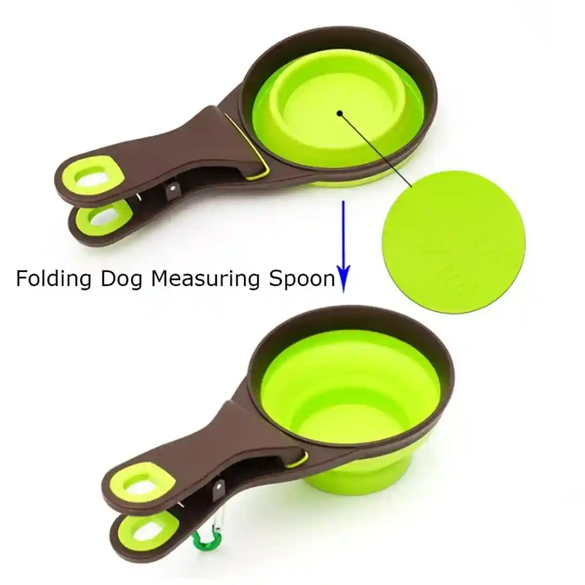 Folding Silicone Pet Bowl Collapsible Dog Food Scoop Travel Clip