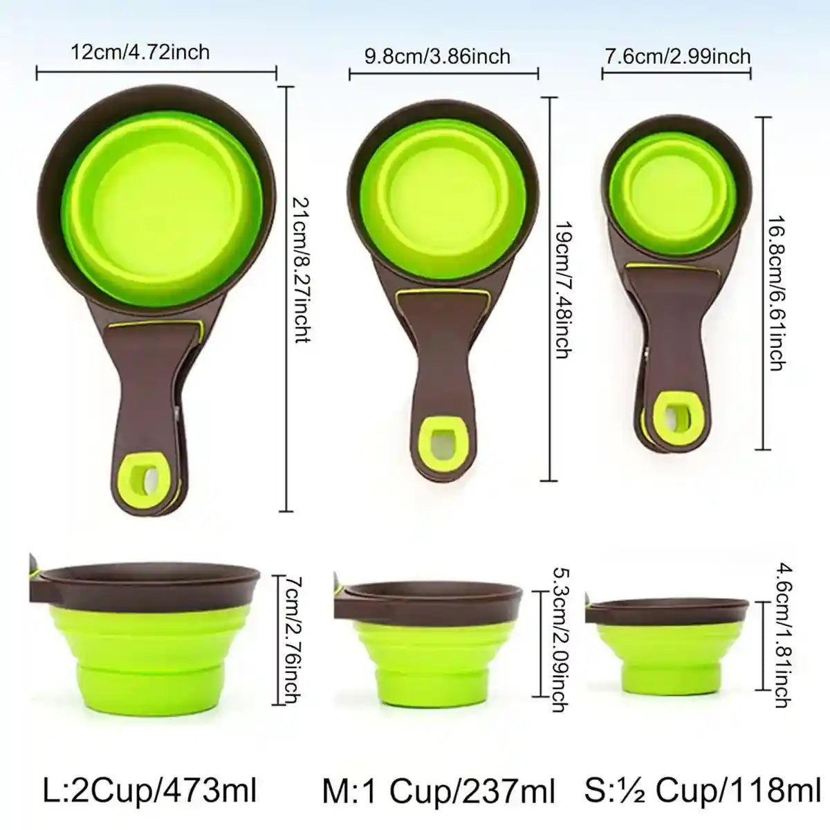 Folding Silicone Pet Bowl Collapsible Dog Food Scoop Travel Clip