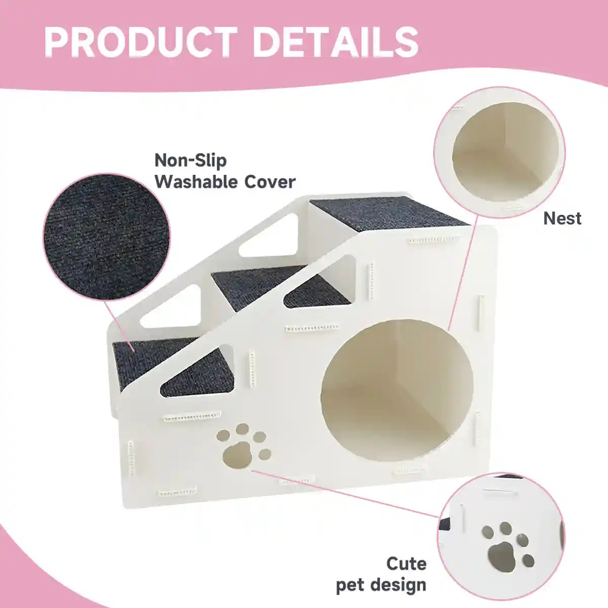 Pet Stairs With Nest Non-Slip Indoor Steps for Small Pets