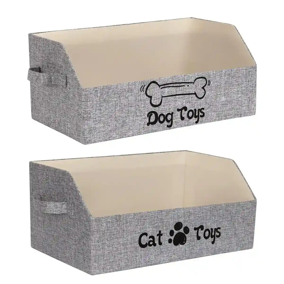 Foldable Pet Toy Storage Box with Handles for Cats & Dogs