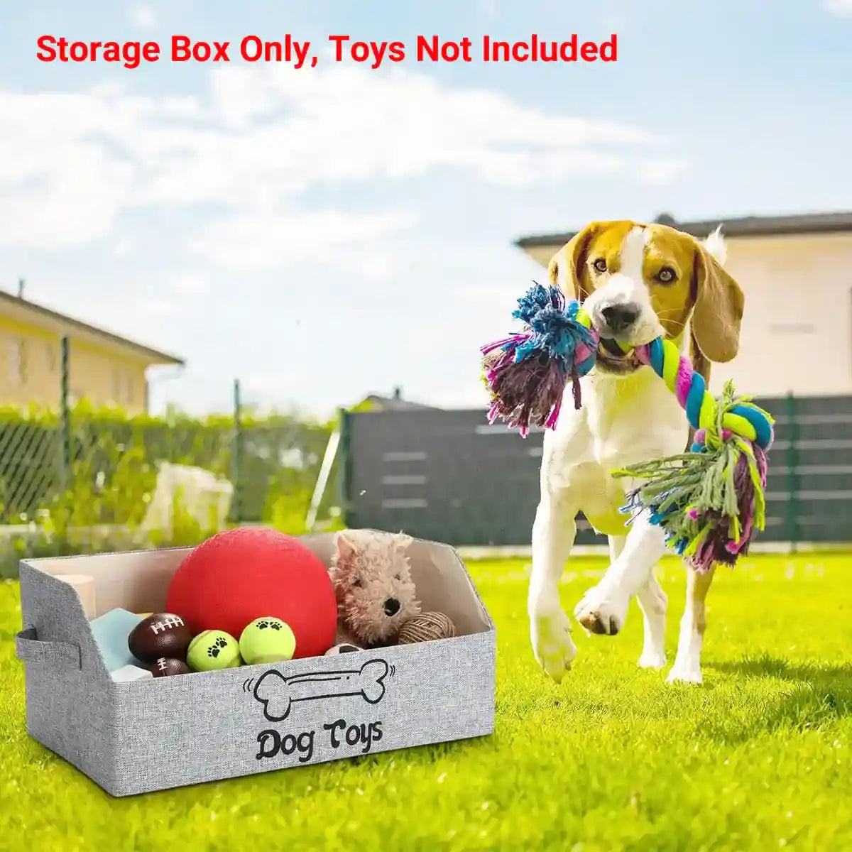 Foldable Pet Toy Storage Box with Handles for Cats & Dogs