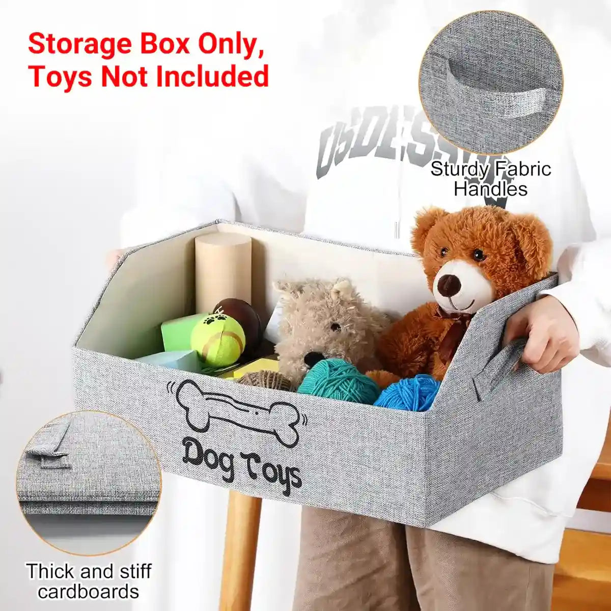 Foldable Pet Toy Storage Box with Handles for Cats & Dogs