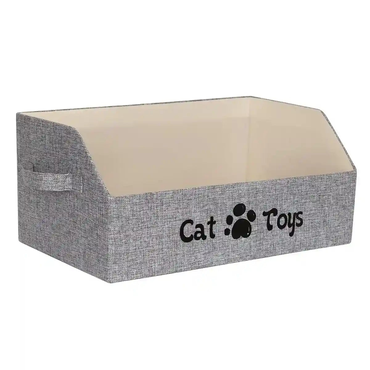 Foldable Pet Toy Storage Box with Handles for Cats & Dogs