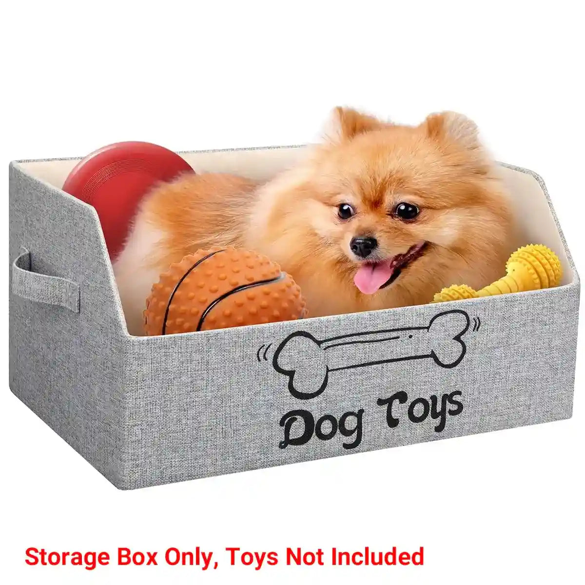 Foldable Pet Toy Storage Box with Handles for Cats & Dogs