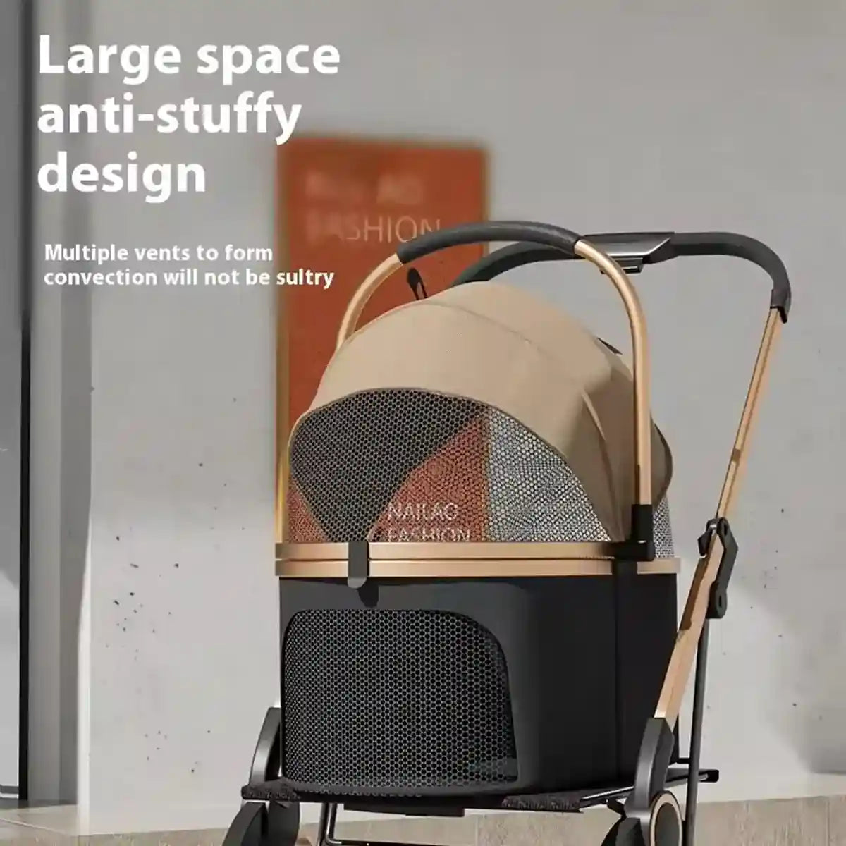 Luxury Foldable Pet Stroller with Detachable Carrier 2-in-1 Design