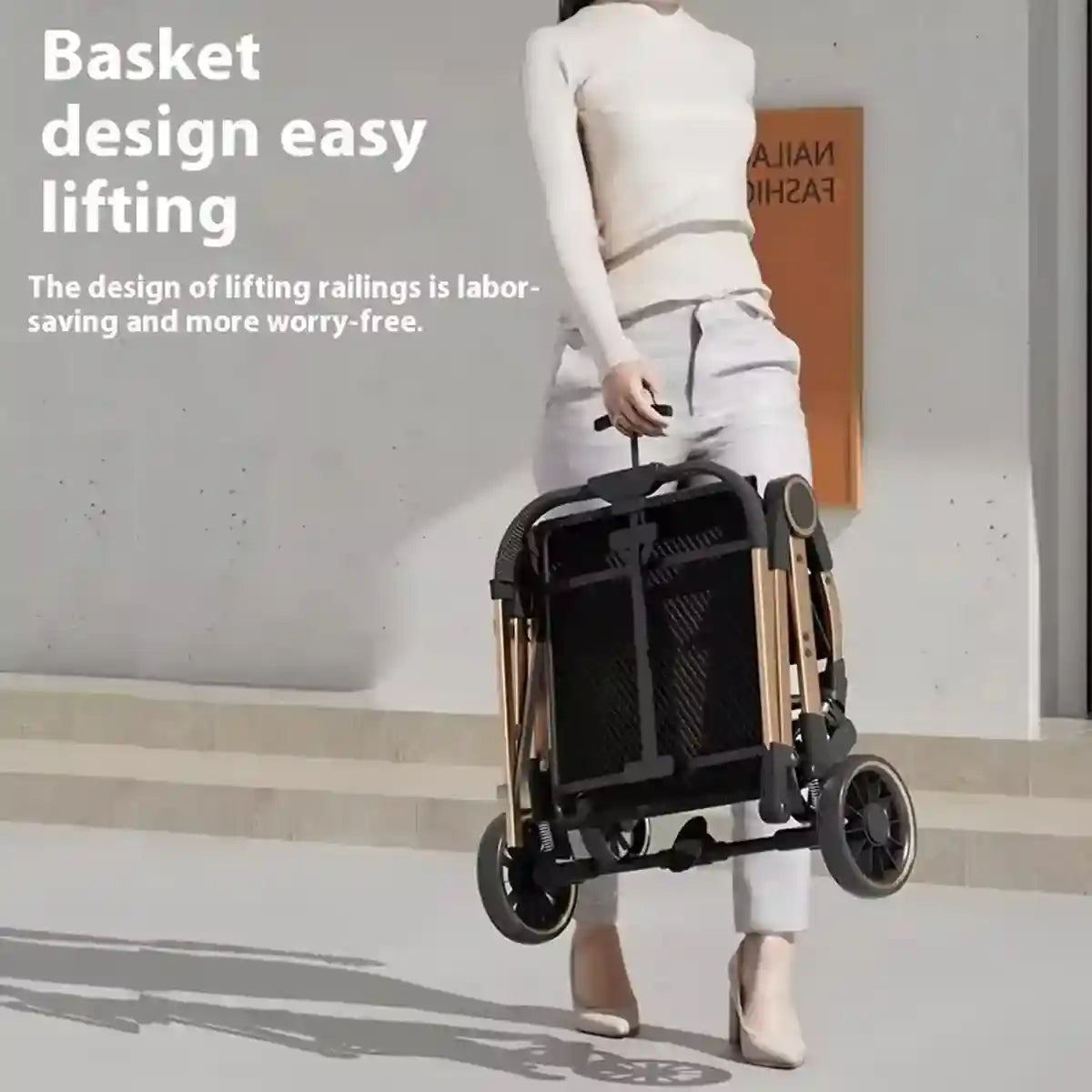 Luxury Foldable Pet Stroller with Detachable Carrier 2-in-1 Design