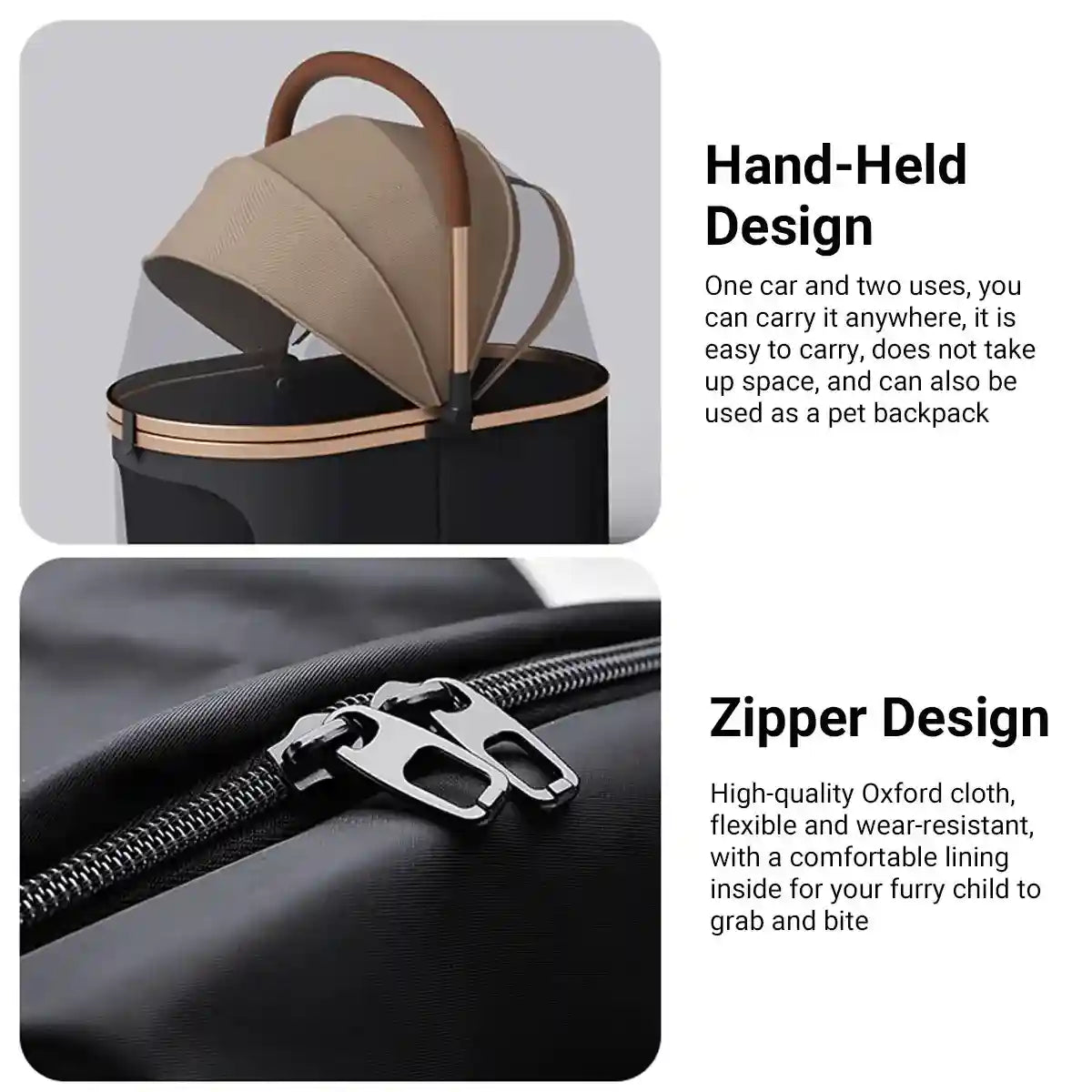 Luxury Foldable Pet Stroller with Detachable Carrier 2-in-1 Design