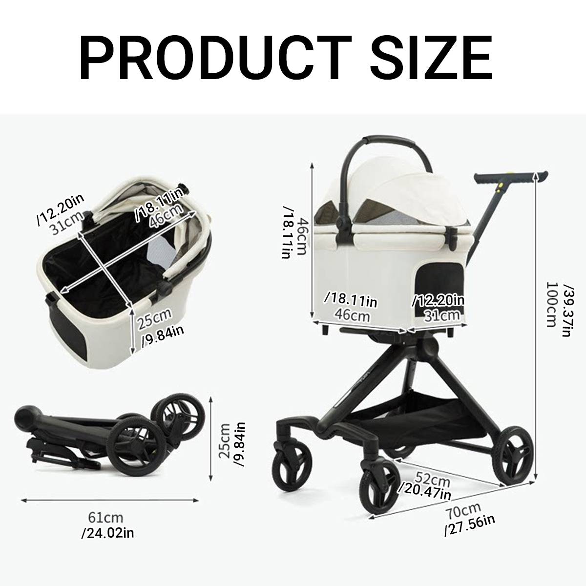 Pet Stroller Lightweight Foldable Pet Travel Stroller