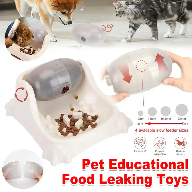 Interactive dog slow feeder with rolling treat dispenser