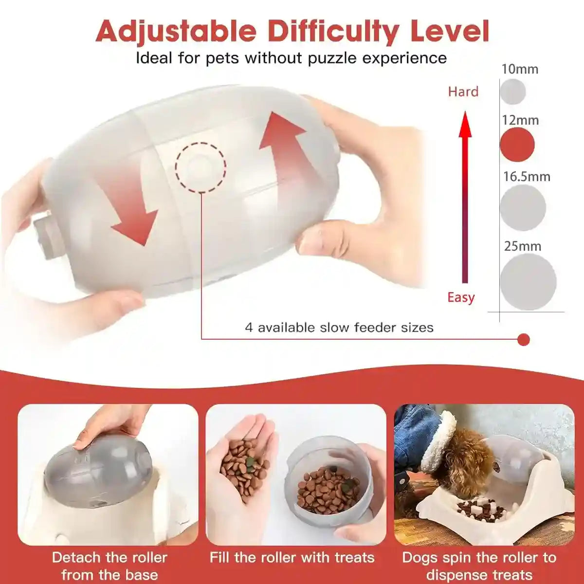 Interactive Barrel Design Dog Slow Feeder Toy with Adjustable Dispensing Holes