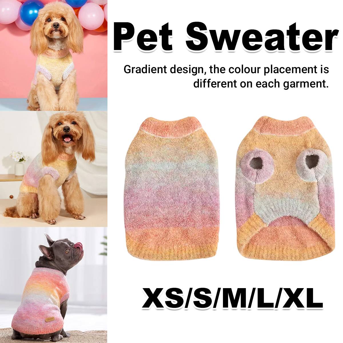Gradient Pet Sweater Soft Knit For Dogs And Cats