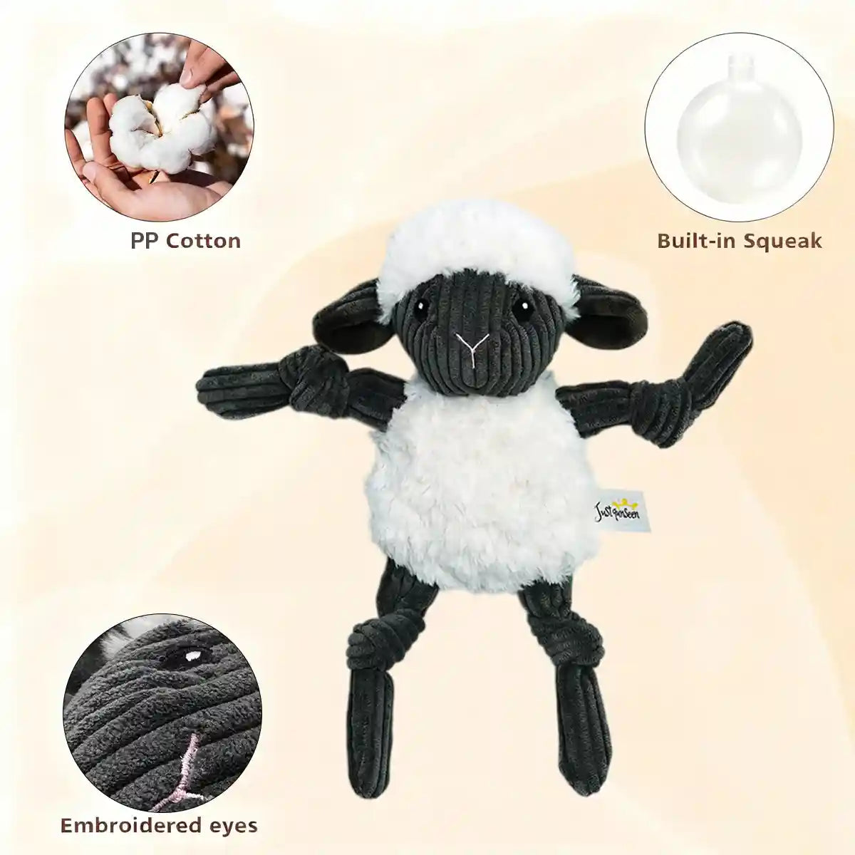 Lamb Shape Pet Chew Toy with Squeaker Soft PP Cotton for Dogs