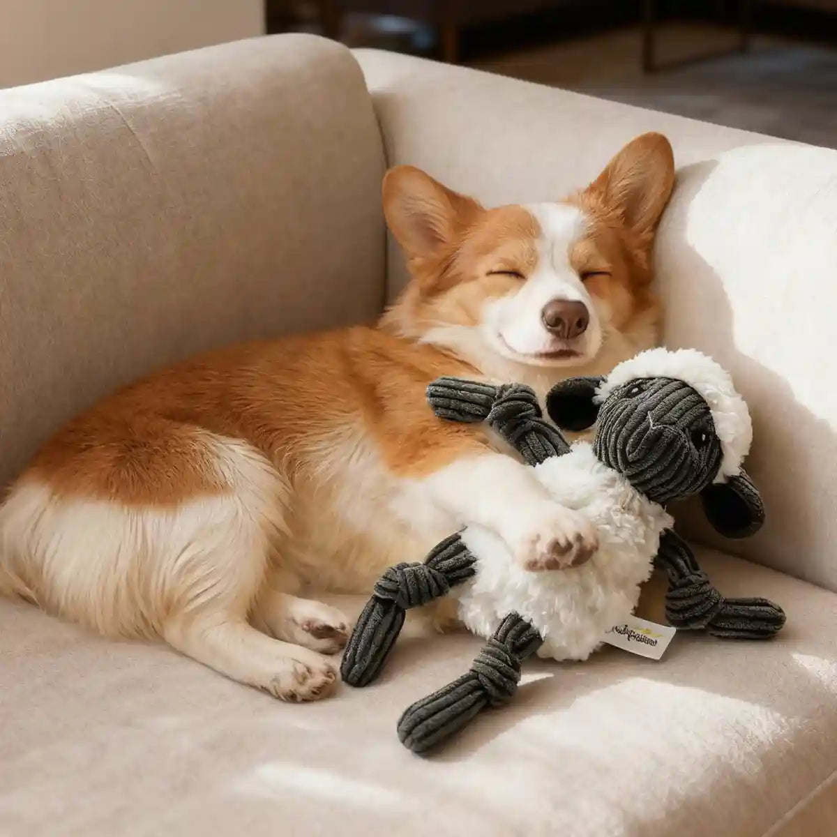 Lamb Shape Pet Chew Toy with Squeaker Soft PP Cotton for Dogs