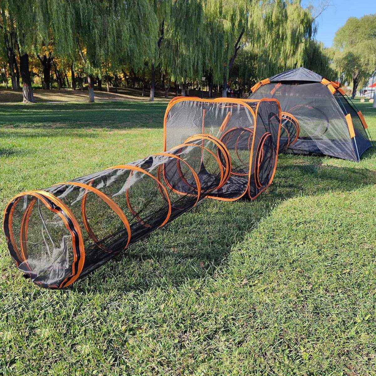 4pcs Foldable Cat Tunnel Outdoors Breathable Mesh Playpen for Safe Outdoor Fun