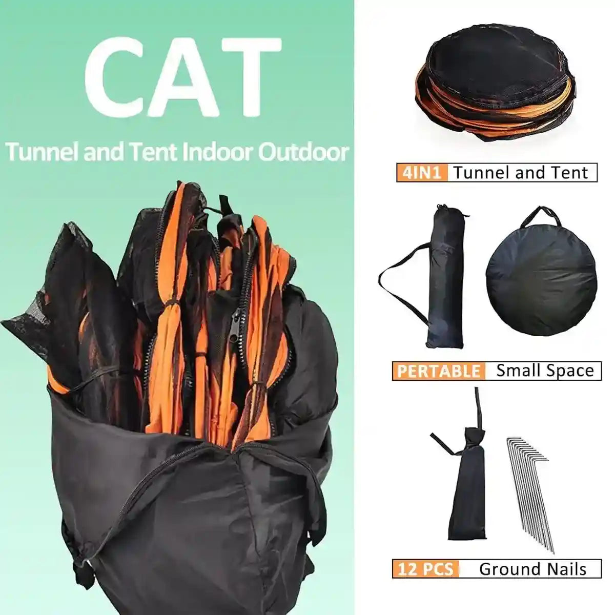 4pcs Foldable Cat Tunnel Outdoors Breathable Mesh Playpen for Safe Outdoor Fun