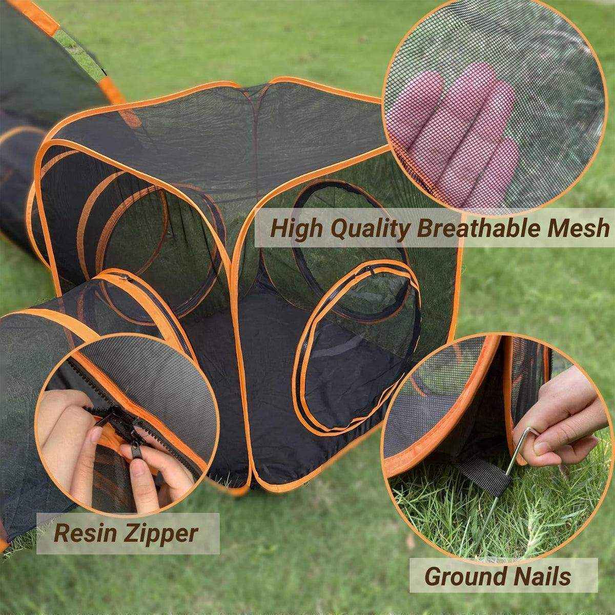 4pcs Foldable Cat Tunnel Outdoors Breathable Mesh Playpen for Safe Outdoor Fun