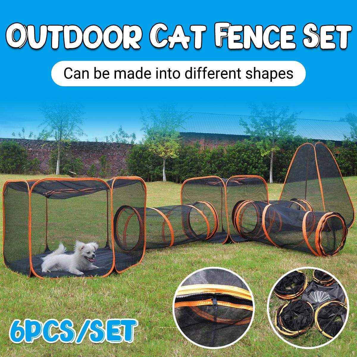 Foldable Cat Tunnel Outdoors Portable Mesh Playpen for Secure Outdoor Fun