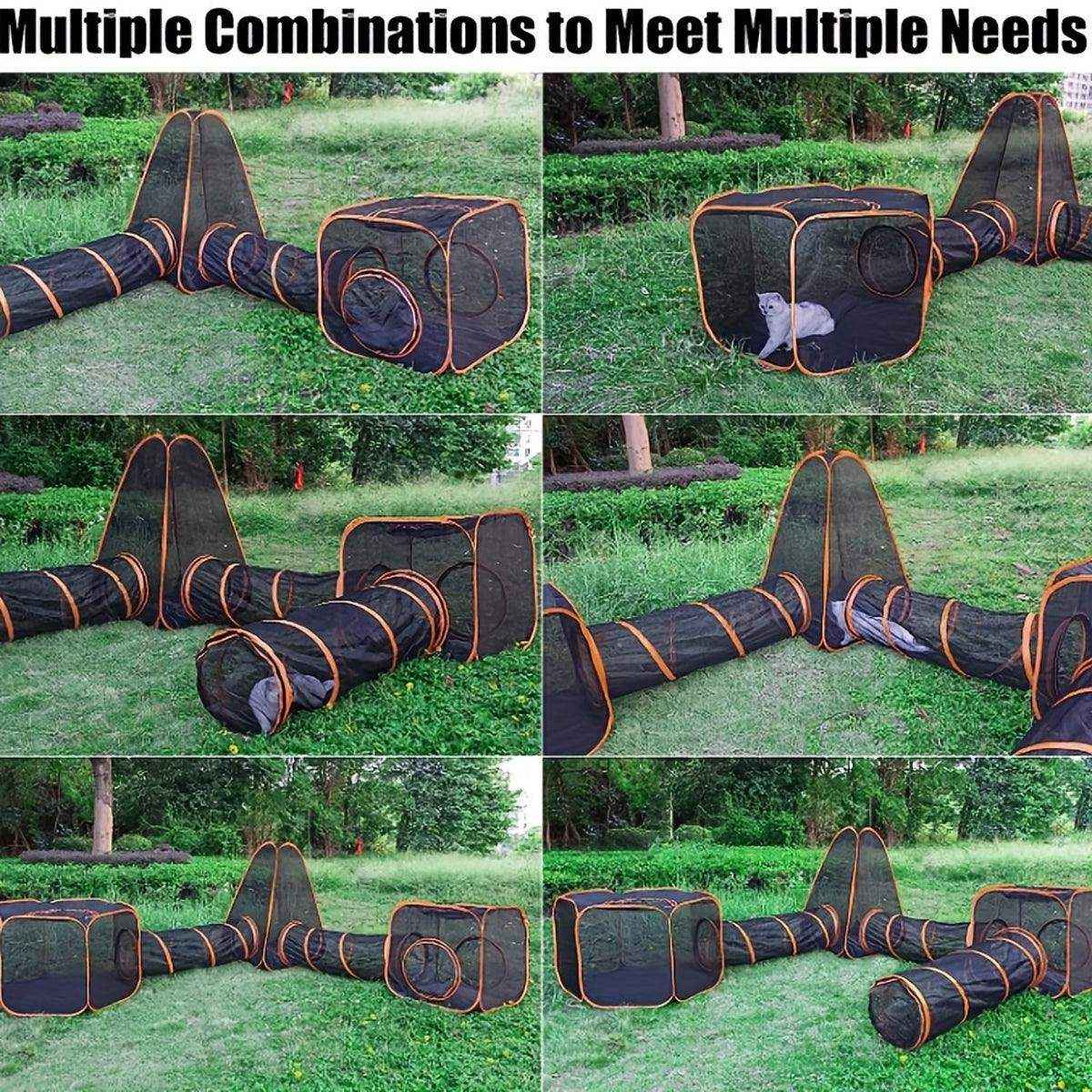 Foldable Cat Tunnel Outdoors Portable Mesh Playpen for Secure Outdoor Fun