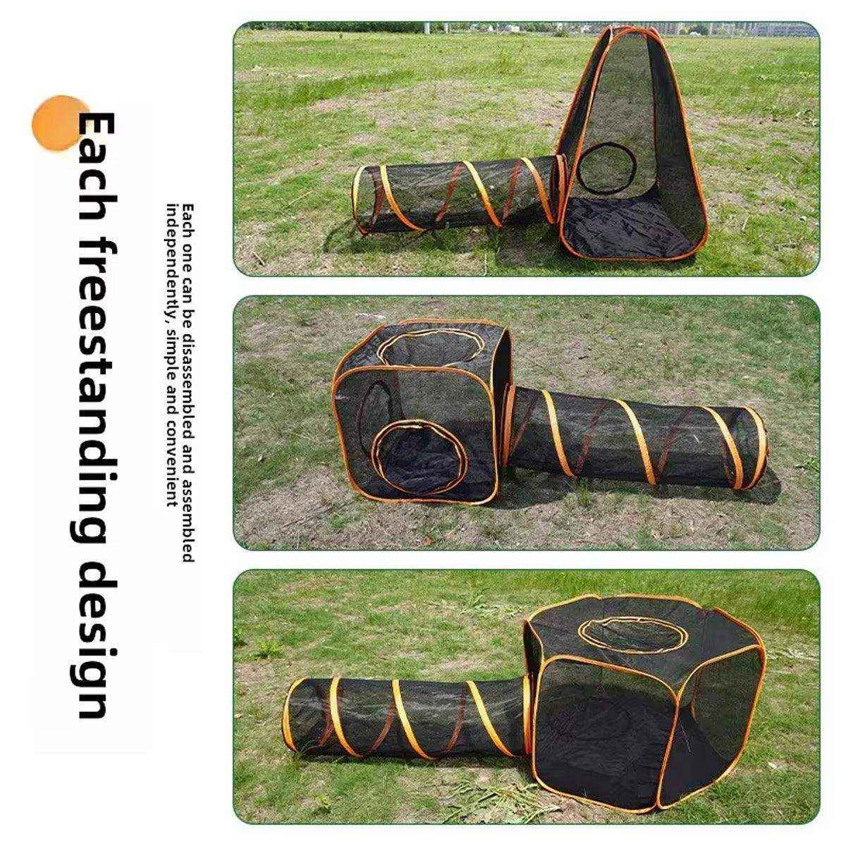 Foldable Cat Tunnel Outdoors Portable Mesh Playpen for Secure Outdoor Fun