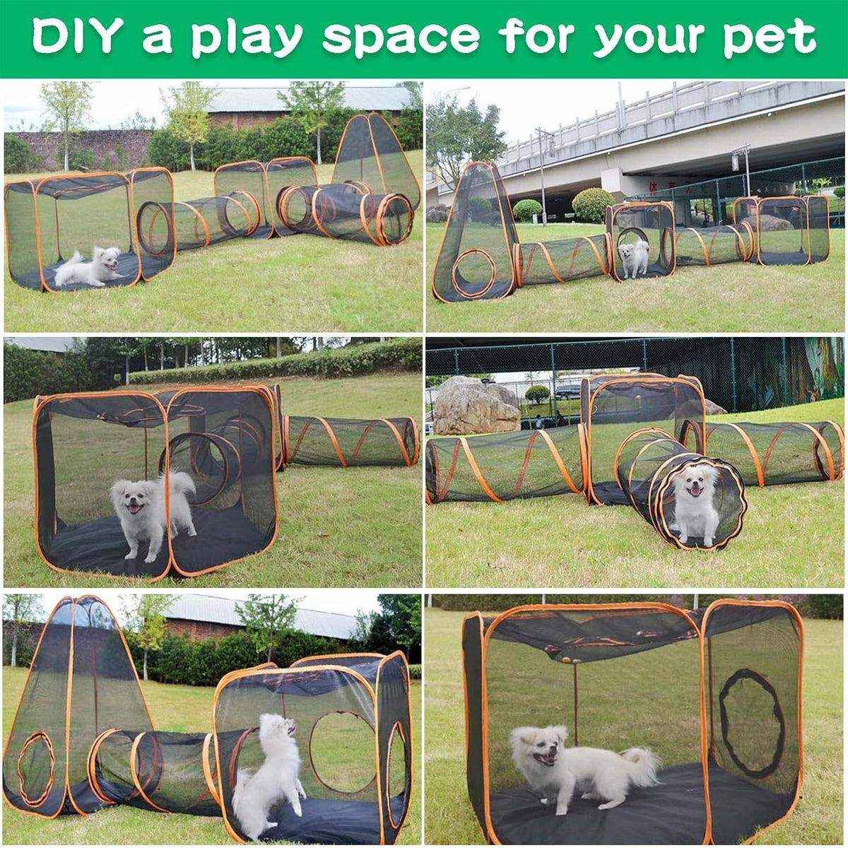 Foldable Cat Tunnel Outdoors Portable Mesh Playpen for Secure Outdoor Fun