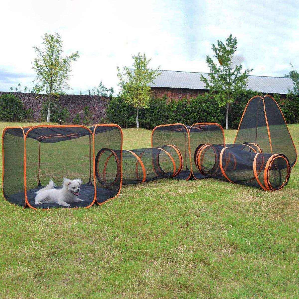 Foldable Cat Tunnel Outdoors Portable Mesh Playpen for Secure Outdoor Fun