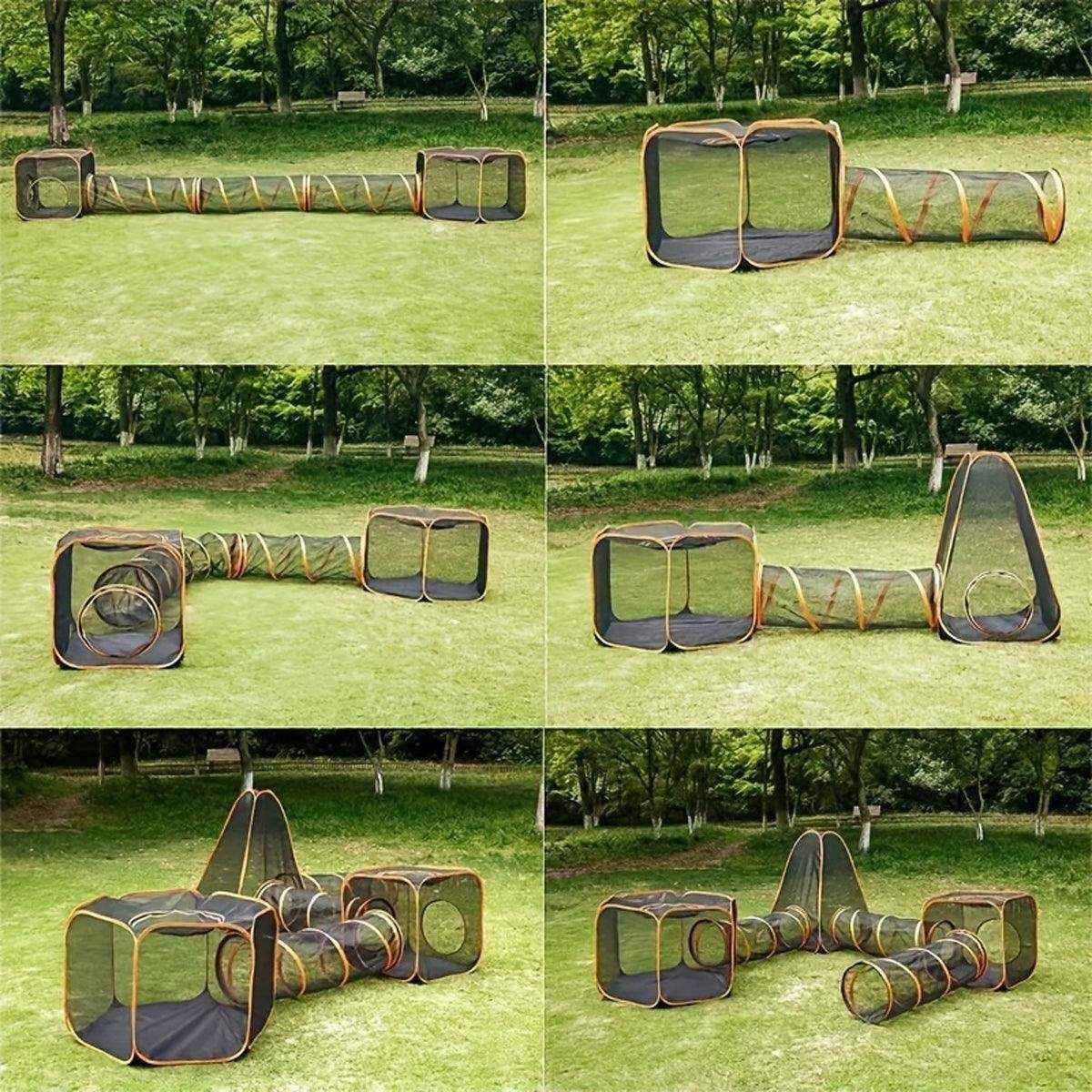 Foldable Cat Tunnel Outdoors Portable Mesh Playpen for Secure Outdoor Fun