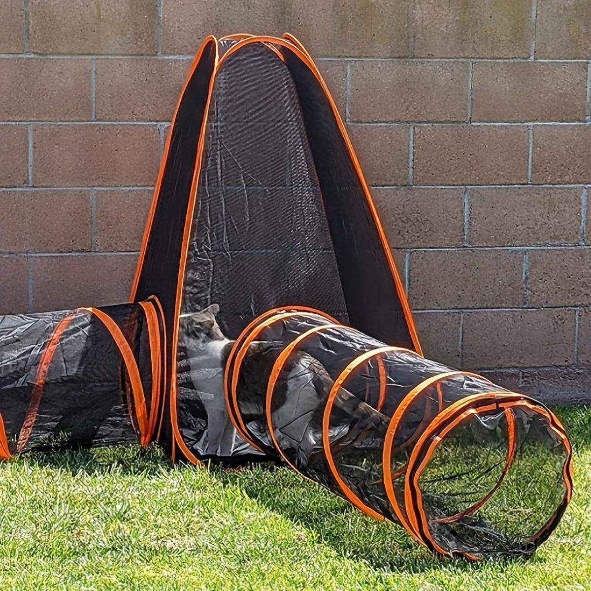 Foldable Cat Tunnel Outdoors Portable Mesh Playpen for Secure Outdoor Fun