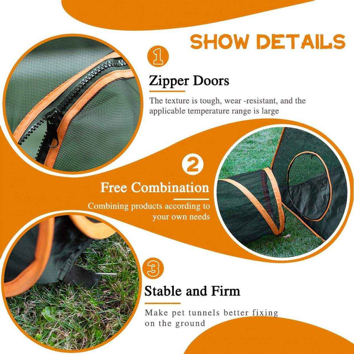 Foldable Cat Tunnel Outdoors Portable Mesh Playpen for Secure Outdoor Fun