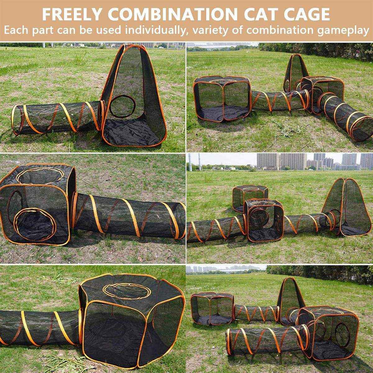 Foldable Cat Tunnel Outdoors Portable Mesh Playpen for Secure Outdoor Fun