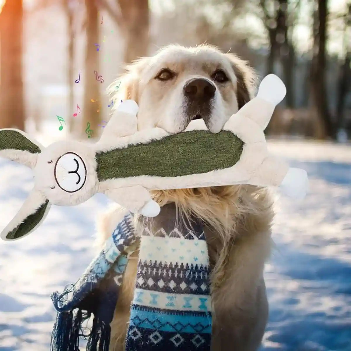 Plush No Stuffing Squeaky Dog Toy with Crinkle Paper